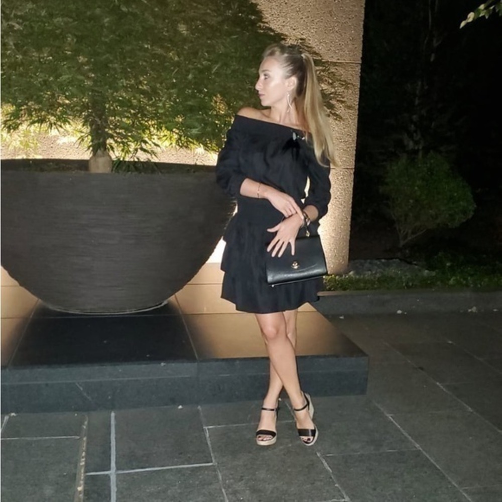 Michael Kors 100% silk black mini dress with ruffles size xs